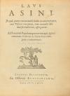 1623. LIBRO. (HUMANIDADES). [HEINSIUS, DANIEL]:. LAUS ASINI 