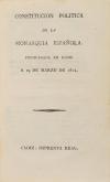 1812. LIBRO. (DERECHO-HISTORIA). CONSTITUCION POLITICA DE LA