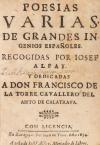 1654. LIBRO. (LITERATURA). ALFAY, IOSEF:. POESIAS VARIAS DE