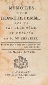 1766. LIBRO. (LITERATURA). CHEVRIER, M. DE:. MÉMOIRES D'UNE 