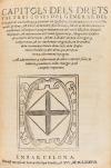 1576. LIBRO. (DERECHO CATALÁN). CAPITOLS DELS DRETS Y ALTRES