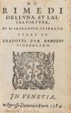 1584. LIBRO. (LITERATURA RENACENTISTA-FILOSOFÍA). PETRARCA, 