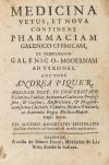 1766. LIBRO. (MEDICINA). PIQUERII ARCHIATRI, ANDREAE:. MEDIC