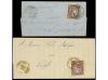 ✉ ESPAÑA. Ed. 98. 1869. CINCO cartas con sello de 50 mils. v