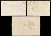 ✉ ESPAÑA. Ed. 12 (2). 1852. TRES cartas con sello de 6 cuart