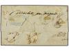 ✉ ESPAÑA. Ed. 59. 1862. CADIZ a LYON. 12 cuartos azul esquin