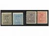 * NORUEGA. Mi. 11, 13a, 14b, 15a. 1867. 1 sk. grey, 4 sk. bl