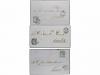 ✉ ESPAÑA. Ed. 75. 1865. 4 cuartos azul. 6 cartas con mat. fe