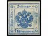 ° AUSTRIA. Mi. T-2XIa. 1858. 1 kr. blue, type I. 3 stamps. F