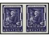 ** CROACIA. Mi. 148/49 var. 1943. THREE sets in pairs IMPERF