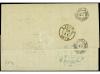✉ ESPAÑA. Ed. 163, 164. 1875. BARCELONA a LISBOA. 5 cts. gri