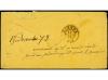 ✉ ESPAÑA. Ed. 131, 133. 1873. CÁCERES a LISBOA. 2 cts. naran