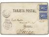 ✉ CHILE. 1897. CORRAL a SUIZA. 5 cts. azul sobre tarjeta pos
