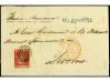 ✉ ESPAÑA. Ed. 24. 1854 (13 Agosto). BARCELONA a LIVORNO (Ita
