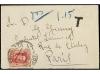 ✉ ESPAÑA. Ed. 317. 1929. ZAMORA a PARÍS. 25 cts. rojo, tasad