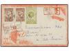 ✉ COREA DEL NORTE. Mi. 52B (2), 26, 93B (2). 1957. Cover sen