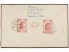 ✉ COREA DEL NORTE. Mi. 52B (2), 26, 93B (2). 1957. Cover sen