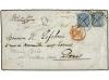 ✉ INDIA INGLESA. 1881. SIALKOT to PARIS. 1/2 anna blue and 4