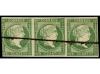 (*) ESPAÑA. Ed. 47. 2 cuartos verde, tira de tres. IMPRESIÓN