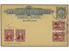✉ BOLIVIA. 1908. ORURO a HOLANDA. Entero Postal doble de 2 +