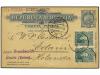 ✉ BOLIVIA. 1908. ORURO a HOLANDA. Entero Postal doble de 2 +