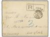 ✉ CHILE. 1889. IQUIQUE a NEW YORK. 5 ctvos. azul, bloque de 