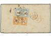 ✉ PERU. 1873. CALLAO a GÉNOVA (Italia). 1 dinero verde (2). 