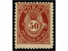 * NORUEGA. Mi. 60B. 1893. 50 ore red-brown, perf. 13 1/2 x 1