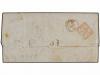 ✉ PERU. 1868. CALLAO a GENOVA. 10 ctvos. naranja, mat. en tr
