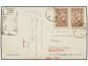 ✉ COREA DEL NORTE. Mi. 52B (2). 1952. Post card to CZECHOSLO