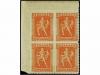 ** GRECIA. 1911. 30, 40, 50 l., 1 and 2 d. Blocks of four, m