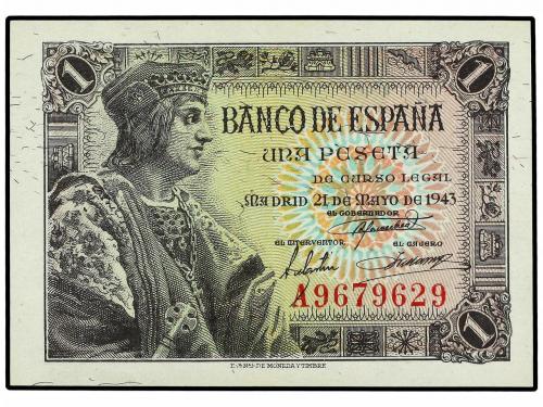 ESTADO ESPAÑOL. Lote 2 billetes 1 Peseta. 21 Mayo 1943. Fern