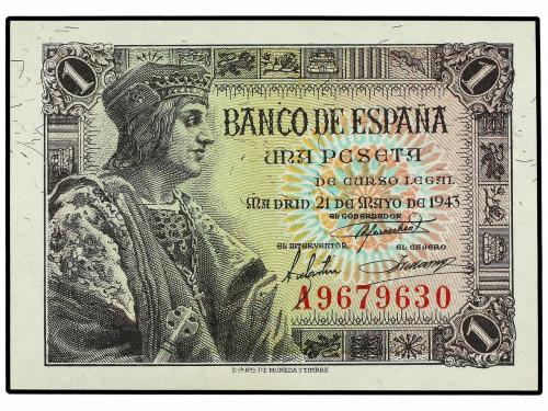 ESTADO ESPAÑOL. Lote 2 billetes 1 Peseta. 21 Mayo 1943. Fern