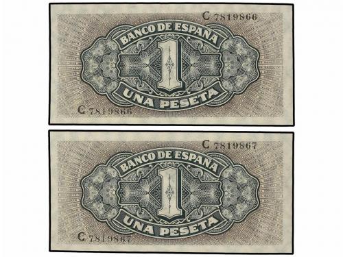 ESTADO ESPAÑOL. Lote 2 billetes 1 Peseta. 4 Septeiembre 1940