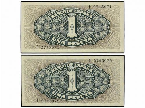 GUERRA CIVIL, ZONA REPUBLICANA. Lote 2 monedas 1 Peseta. 4 S