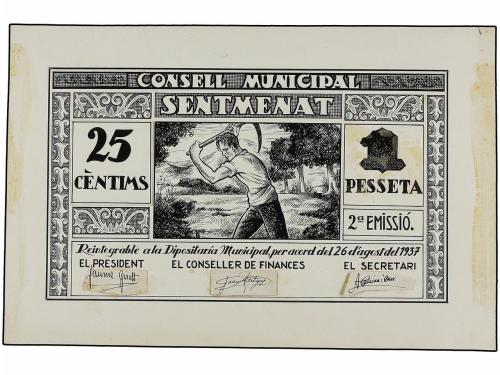CATALUNYA. 25 Cèntims ó 1 Pesseta. C.M. de SENTMENAT. Proyec