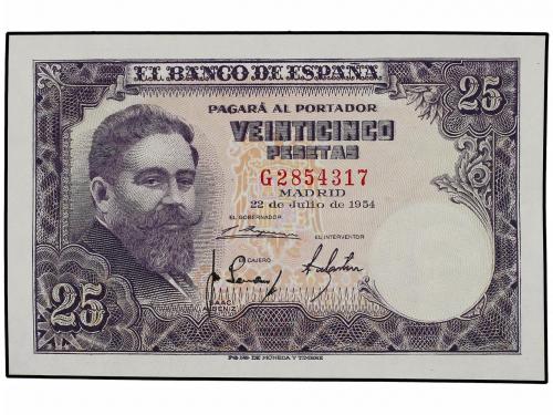 ESTADO ESPAÑOL. Lote 4 billetes 25 Pesetas. 22 Julio 1954. A
