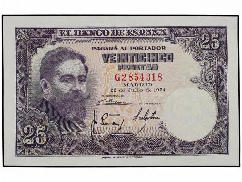 ESTADO ESPAÑOL. Lote 4 billetes 25 Pesetas. 22 Julio 1954. A