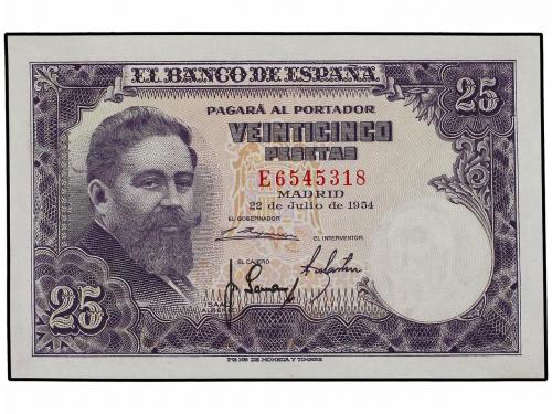 ESTADO ESPAÑOL. Lote 4 billetes 25 Pesetas. 22 Julio 1954. A