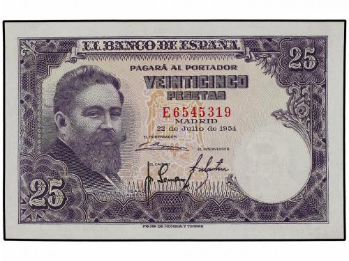 ESTADO ESPAÑOL. Lote 4 billetes 25 Pesetas. 22 Julio 1954. A