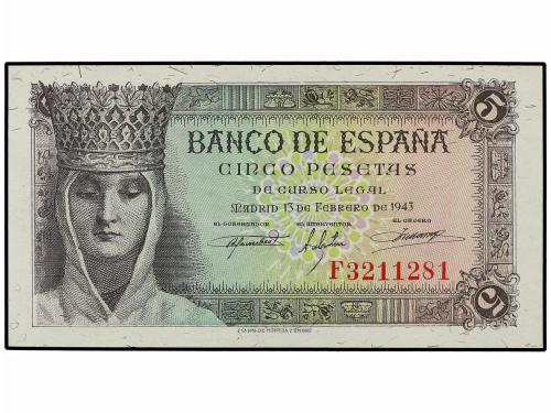 ESTADO ESPAÑOL. Lote 2 billetes 5 Pesetas. 13 Febrero 1943. 