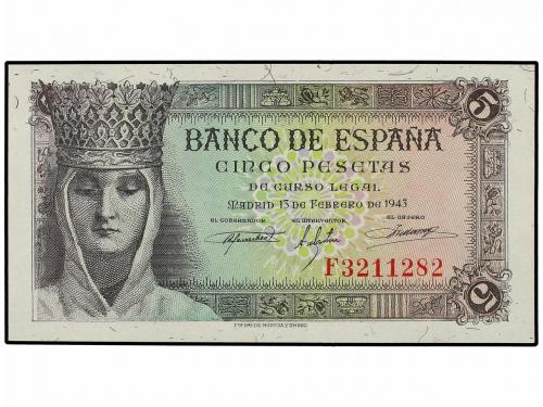 ESTADO ESPAÑOL. Lote 2 billetes 5 Pesetas. 13 Febrero 1943. 
