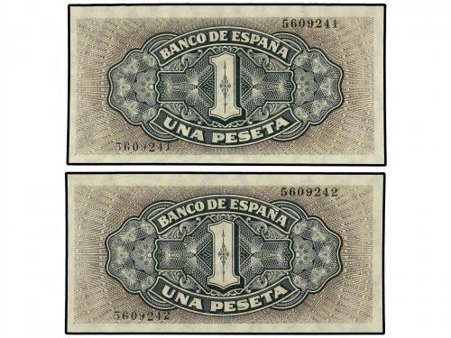 ESTADO ESPAÑOL. Lote 2 billetes 1 Peseta. 4 Septiembre 1940.