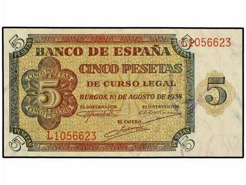ESTADO ESPAÑOL. Lote 2 billetes 5 Pesetas. 10 Agosto 1938. S