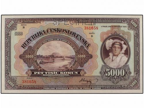BILLETES EXTRANJEROS. 5.000 Coronas. 1920. CHECOSLOVAQUIA. S