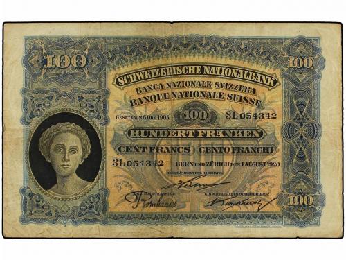 BILLETES EXTRANJEROS. Lote 5 billetes 100 Francos. 1920, 192