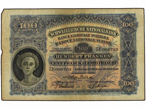 BILLETES EXTRANJEROS. Lote 5 billetes 100 Francos. 1920, 192