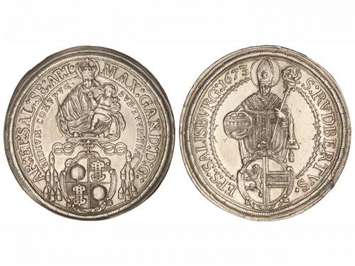 ESTADOS AUSTRÍACOS. Thaler. 1673. ARZOBISPO MAXIMILIANO GAND