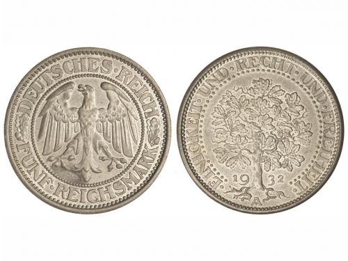 ALEMANIA. 5 Reichsmark. 1932-A. REPÚBLICA DE WEIMAR. BERLÍN.