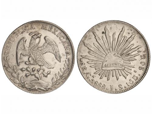 MÉXICO. 8 Reales. 1888. GUADALAJARA. J.S. 27 grs. AR. Restos
